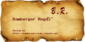 Bamberger Regő névjegykártya